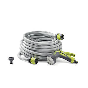 AQUALIGHT 15 kit - комплект: супер легкий нескручивающийся, неперегибающийся шланг 5/8" 15м, 2 муфты, соед. для крана, 8-режимный пистолет-распылитель Арт. 80287156