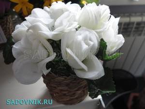 Букет белых роз в плетеном кашпо арт. 20346