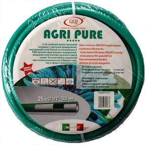 GLQ AGRI PURE 25м 1/2" - пищевой сверхусиленный армированный 5-ти слойный шланг P=10 BAR