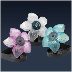 FLOWER LED TRIO KIT, тройная подводно/надводая подсветка для сада и пруда плавающая, цвет белый, розовый, голубой, 3,5W, 12V-10VA, кабель 6м