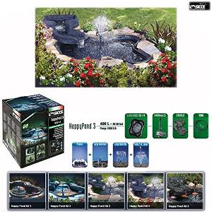 Декоративный пруд Happy Pond 3. Комплект: пруд из пленки 400л (122х102х46)см + фонтан Sicce Syncra Pond 2.0, 2150 л/ч + ручеек (99х71х13) см., арт. PULB07F
